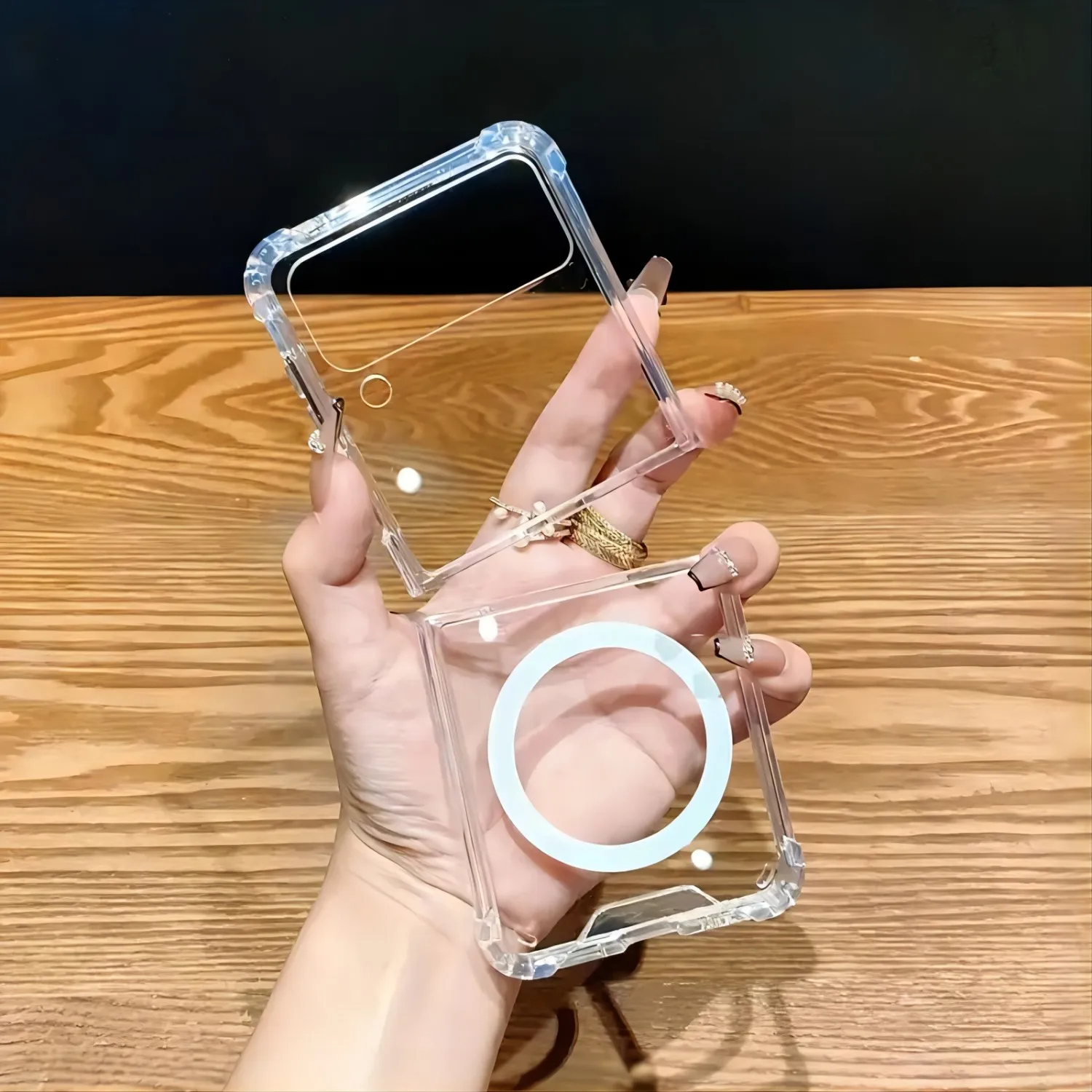Galaxy Z Flip 3/4/5 Magnetic Case: Durable, Air-Cushioned, Transparent - Support Wireless Charging image 5