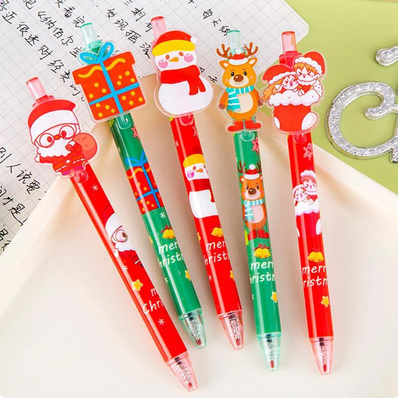 Stylo gel de dessin animé de Noël pour étudiants, père Noël, renne, bonhomme de neige, créatif, étudiant, école, cadeau, prix