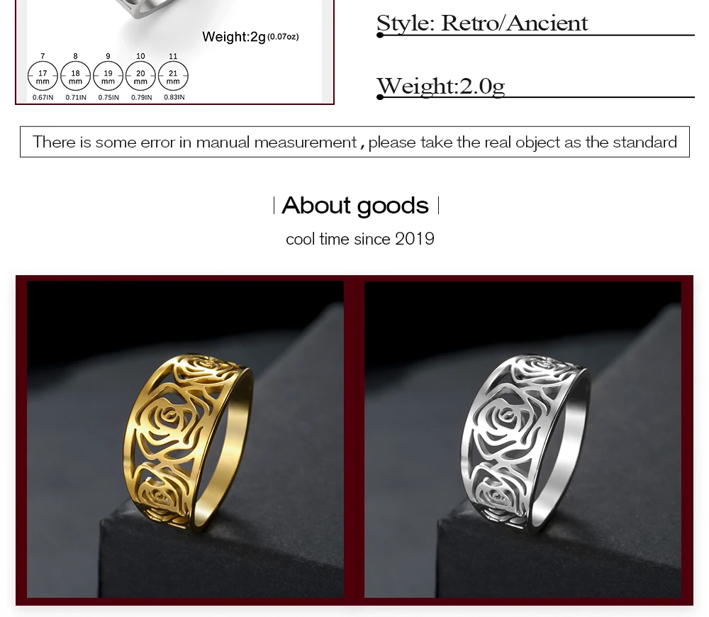 2026 Neuerscheinung Rose Damenringe Retro Edelstahl Goldfarben Täglicher Schmuck Sexy Accessoires für Frauen – Detail 3