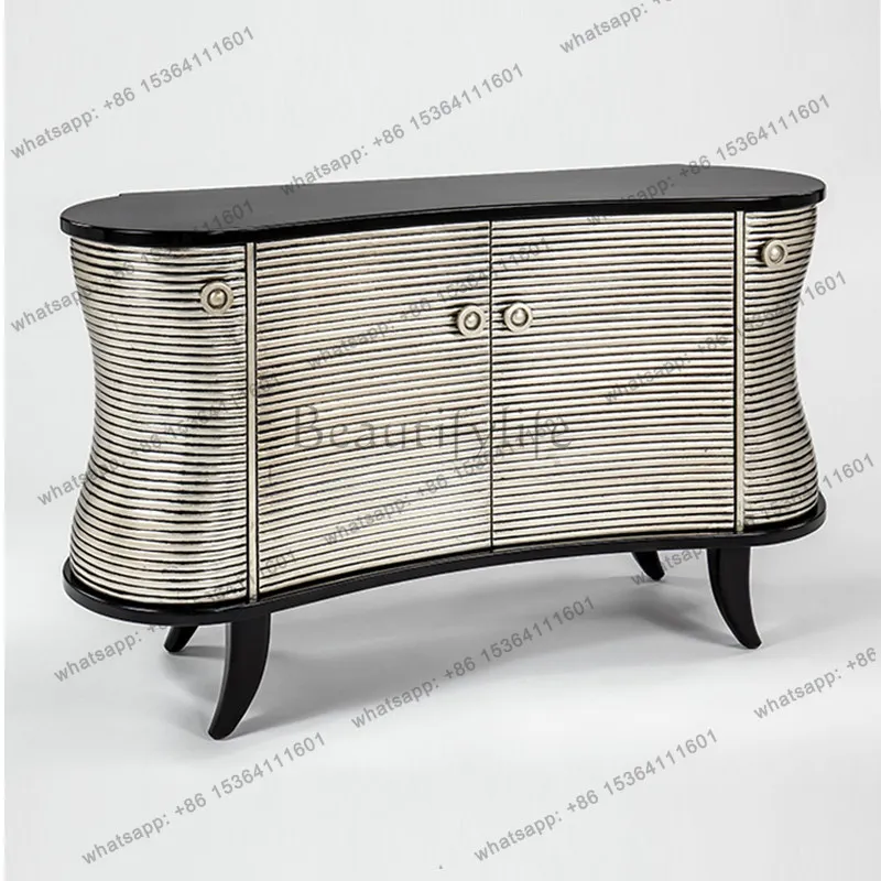 

American light luxury solid wood porch cabinet, modern villa high-end storage side cabinet