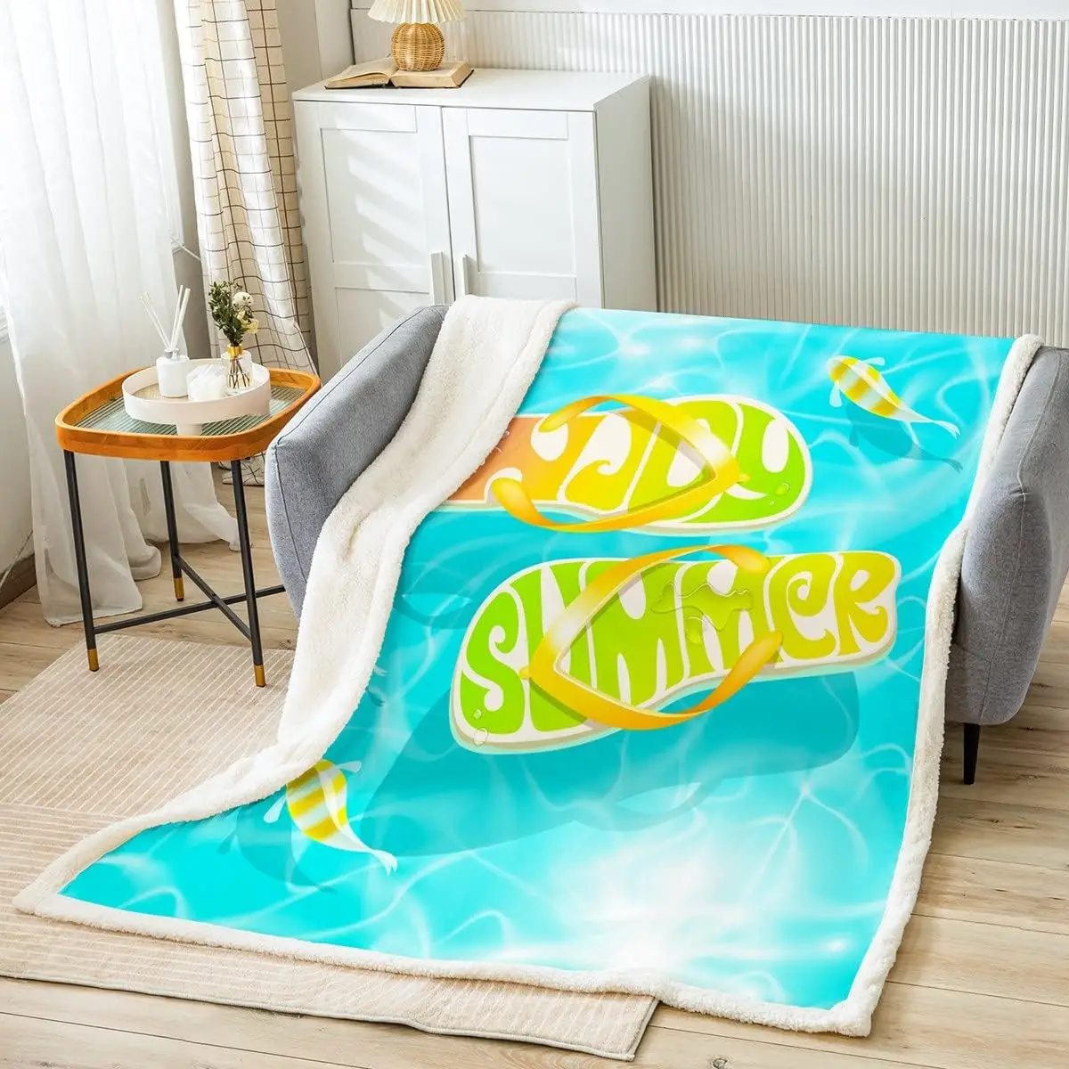 

Шлепанцы, одеяло, романтическое Гавайская синяя морская рыба, животные, шерпа, одеяло для девочек, подростков, лето, океан, пляж