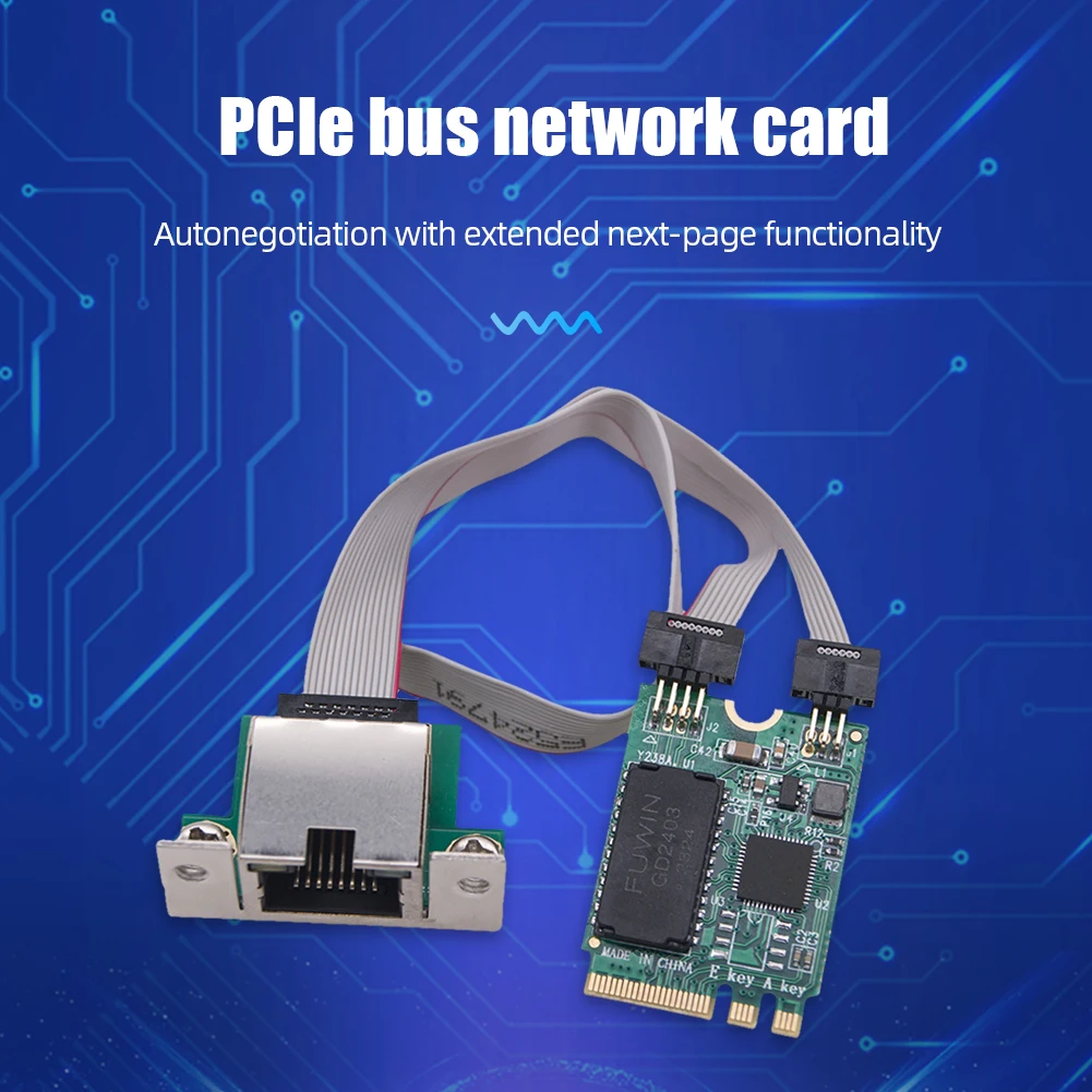 M.2 Gigabit Ethernet Network Card 2.5G/1000/100Mbps PCIE Bus RTL8125BG Chip M2 RJ45 Network Adapter PCIE PCIE Bus Network Card