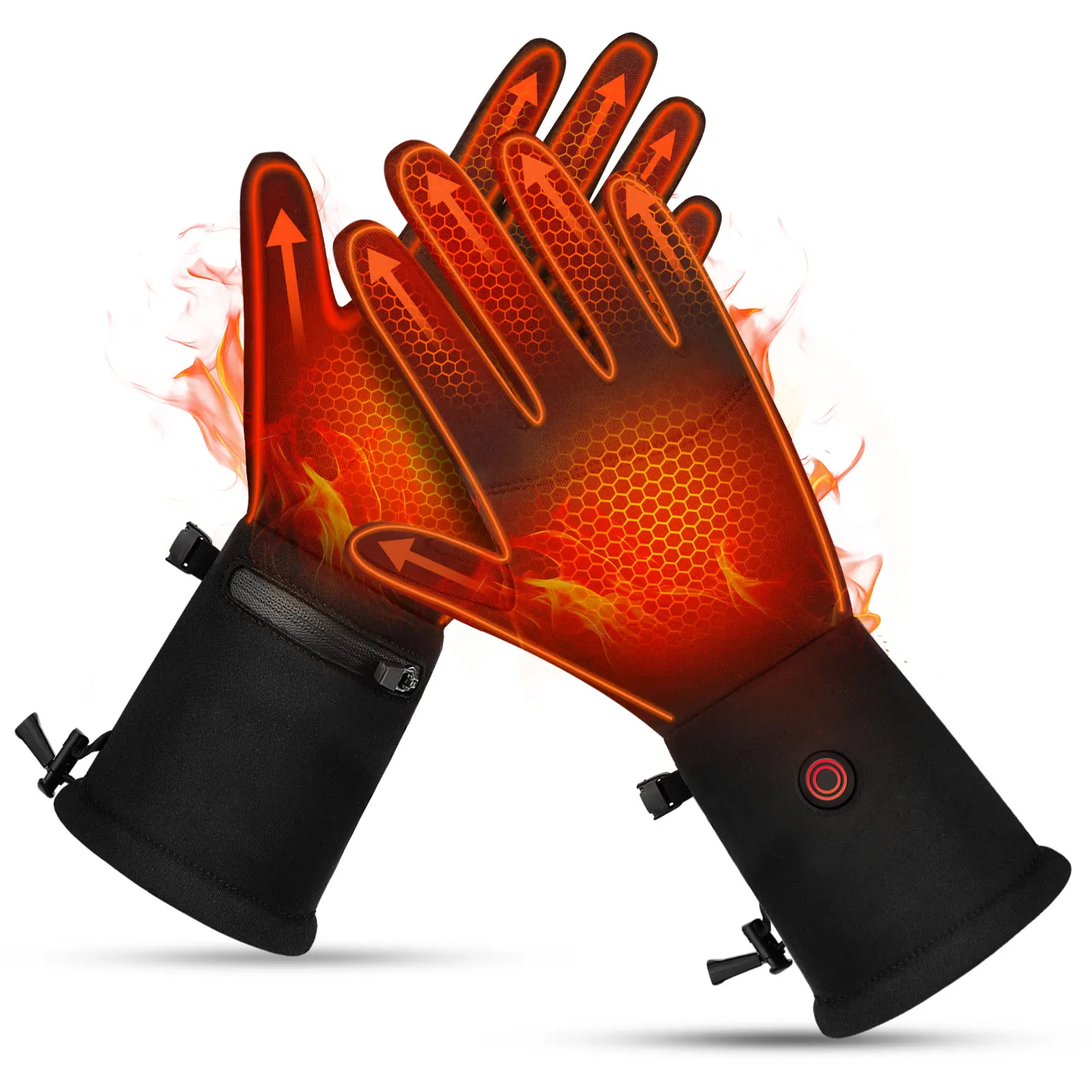 7.4V Heated Glove Liners for Men Women, Electric Rechargeable Winter Thermal Touchscreen Gloves for Skiing Cycling Hiking