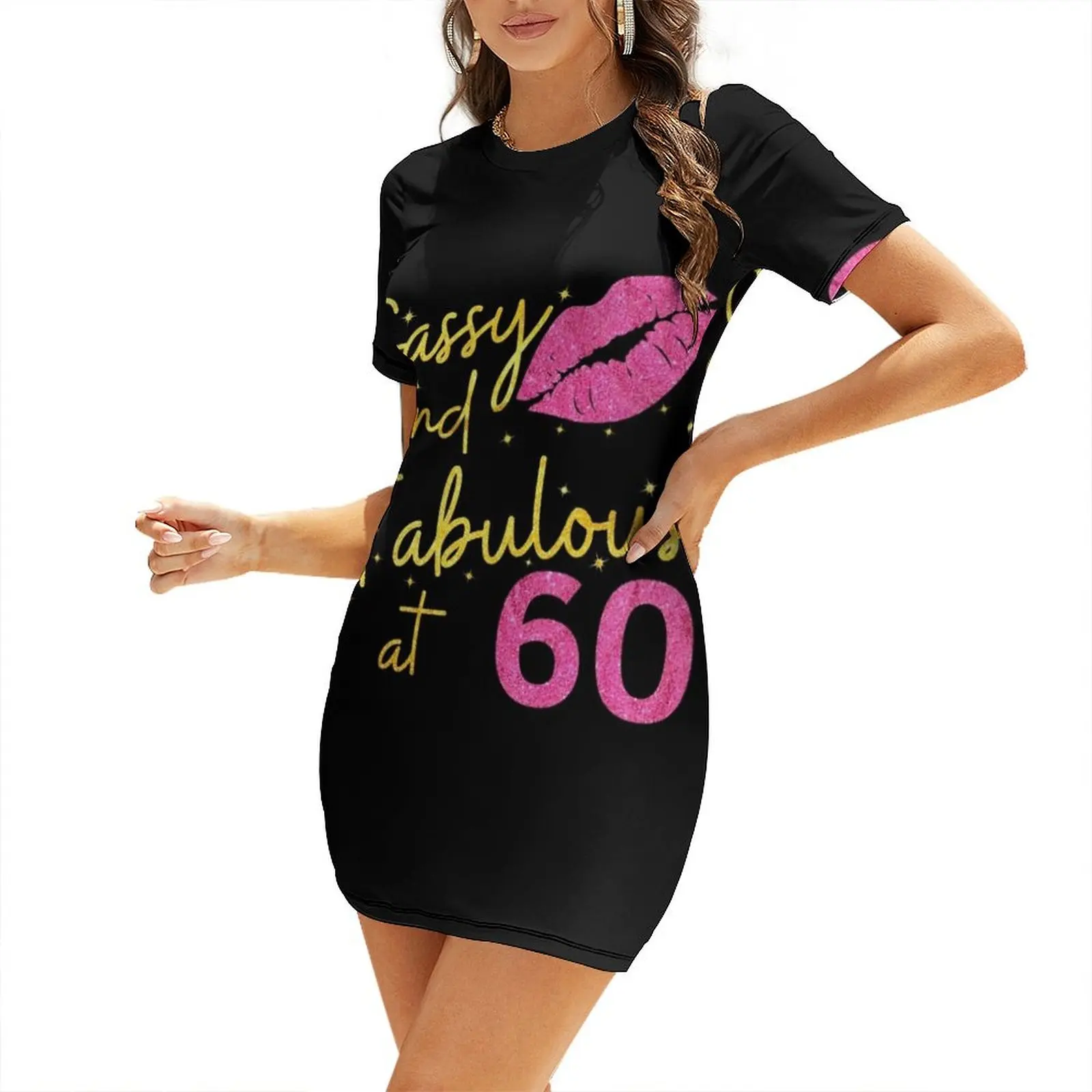 

60th Birthday Women Short Sleeved Dress Aesthetic clothing summer dress summer clothes for women Summer dresses for women