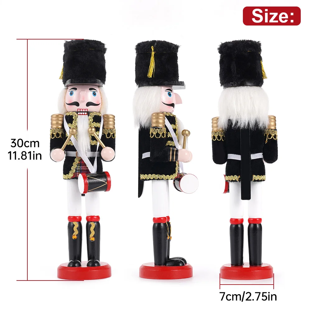 2Pcs/set 30CM New Year Nutcracker Soldier Puppet Kit Wooden Handicraft Fireplace Decoration Christmas Party Creative Ornaments