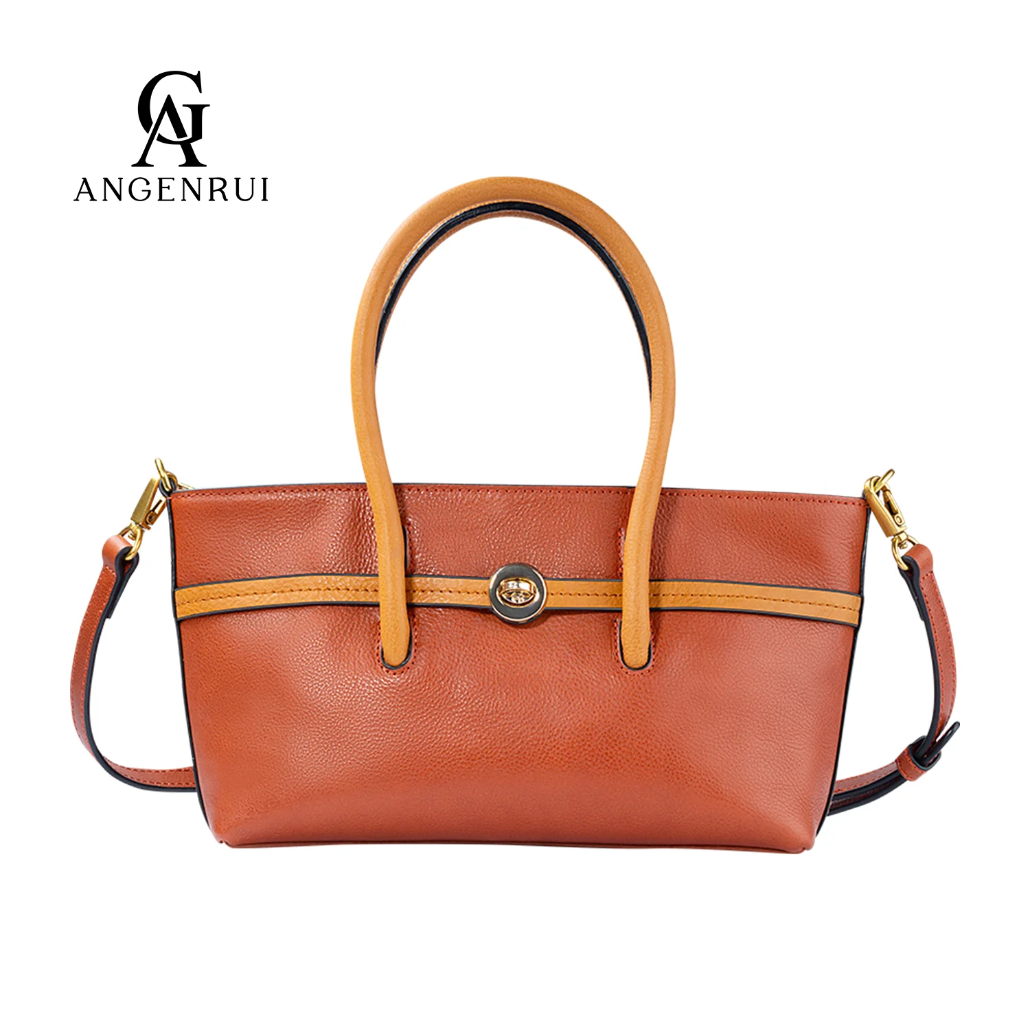 ANGENGRUI Brand Fashion Women\'s Handbag Genuine Leather Elegant Lady\'s Commuting Shoulder Bag with Large Capacity