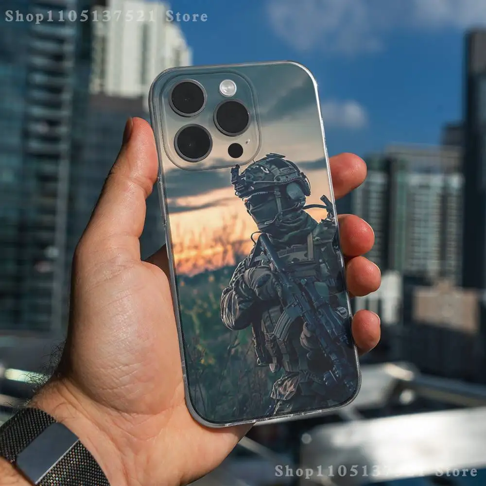 Casing Ponsel Pasukan Khusus Angkatan Darat Untuk iPhone 17,16,15,14,13,12,11 Pro,Max,Plus,X,XS,XR,SE4,E Mini Transparan Lembut