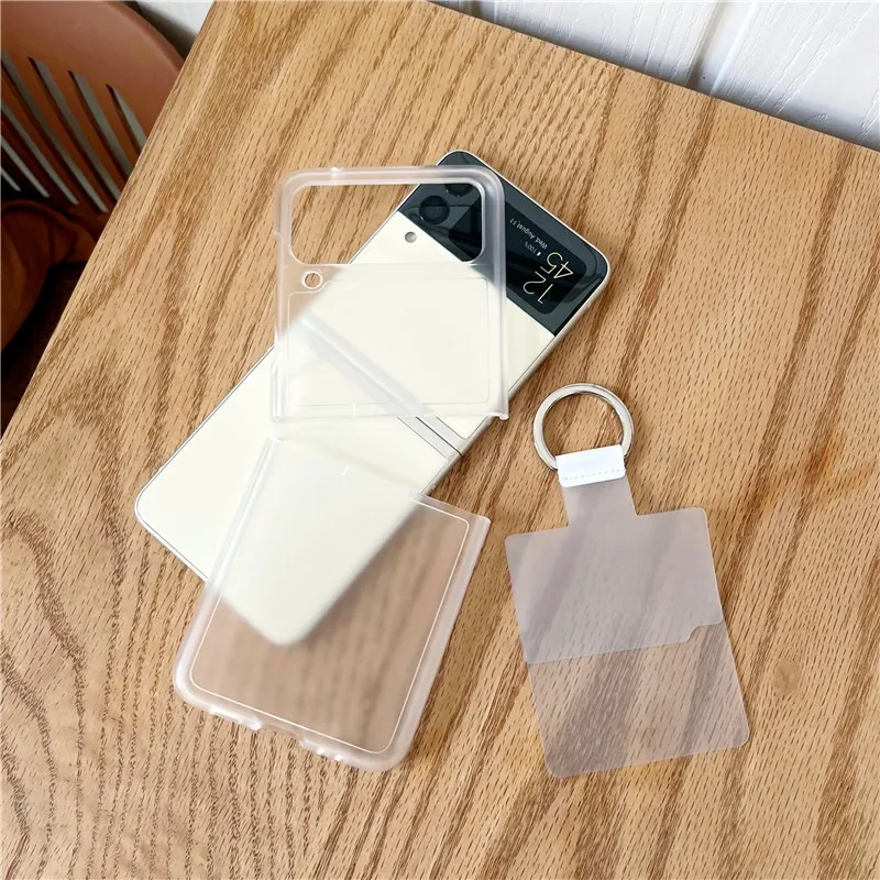 Suitable for Samsung Z Flip 5 Mobile Phone Case Transparent Frosted Ring Case Galaxy Zflip3 ShockProof Cover Zflip4 Frosted Case