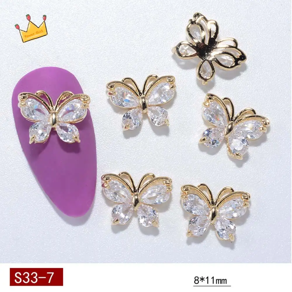 

Luxury Diamond Manicure Tools Crystal Butterfly Nail Art Jewelry Butterfly Nail Rhinestones Pendant Chain Nail Art Decorations
