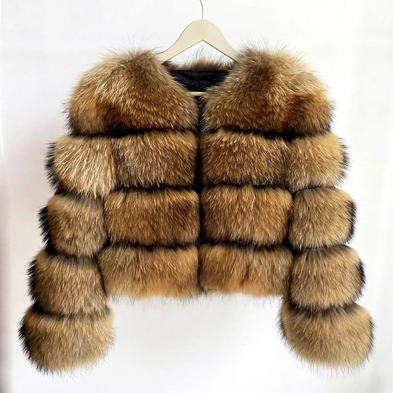 2024 maomaokong Super Hot Winter Women Luxury Thick Real Raccoon Fur Coat Natural Fox Fur Jacket Plus Size Jackets Female Vest