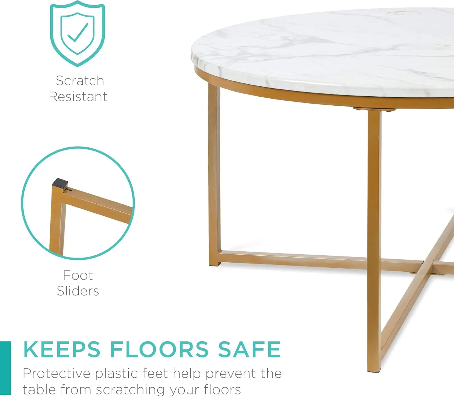 Mesa de destaque em mármore falso de 36 polegadas, mesa final moderna, mesa de centro grande, decoração de casa para sala de estar, sala de jantar, chá, café