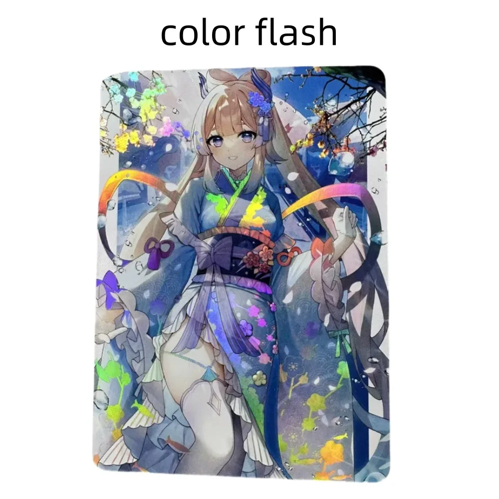 DIY Genshin Impact Homemade Series 1pcs Sangonomiya Kokomi Refractive Cat Eye Color Flash Anime Peripheral Collection Card Gift