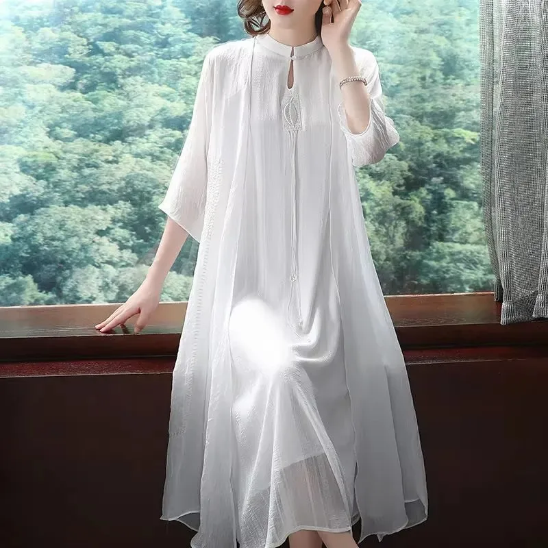 

Women Two Piece Set 2025 New Women's Cheongsam 2 Piece Set Female Spinning Dress Suit Spring Dresses Outfit