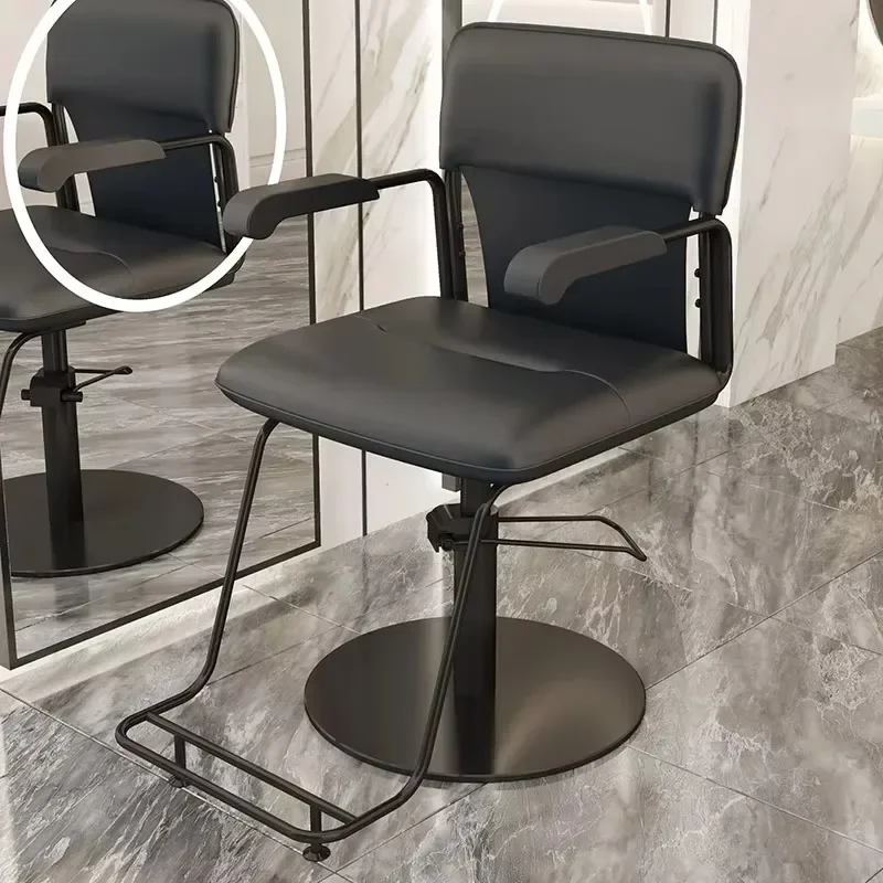 Adjustable Black Barber Chair Nordic Aesthetic Swivel Hair Salon Chair Luxury Beauty Glamour Cadeira De Cabeleireiro Furniture 3