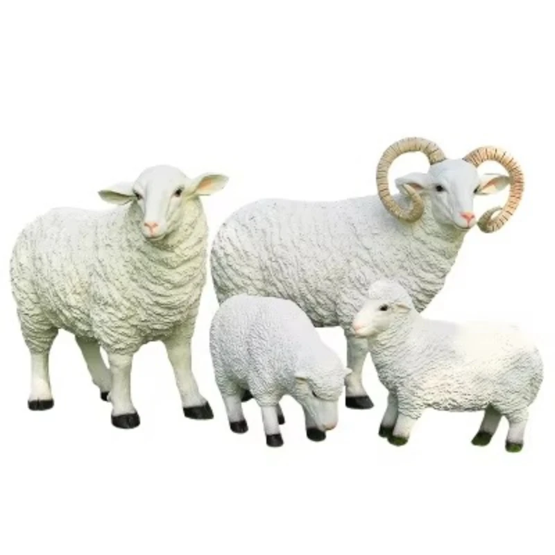 

Life size resin sheep outdoor garden landscape decoration, sculpture simulation animal sheep goat decoration