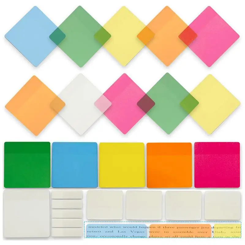 Waterproof Translucent Color Memo Pad 6 Colors Transparent Sticky Notes Waterproof Self-Adhesive Translucent Sticky Notes Clear
