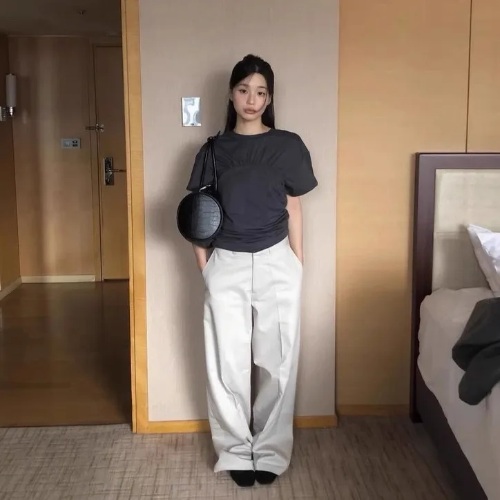 تي شيرت Smoothmod لخريف 2025 للسيدات أنيق على نحو سلس ort Sve تي شيرت دائري Ne مطوي بحاشية غير رسمية لون نقي بقصة ضيقة #2