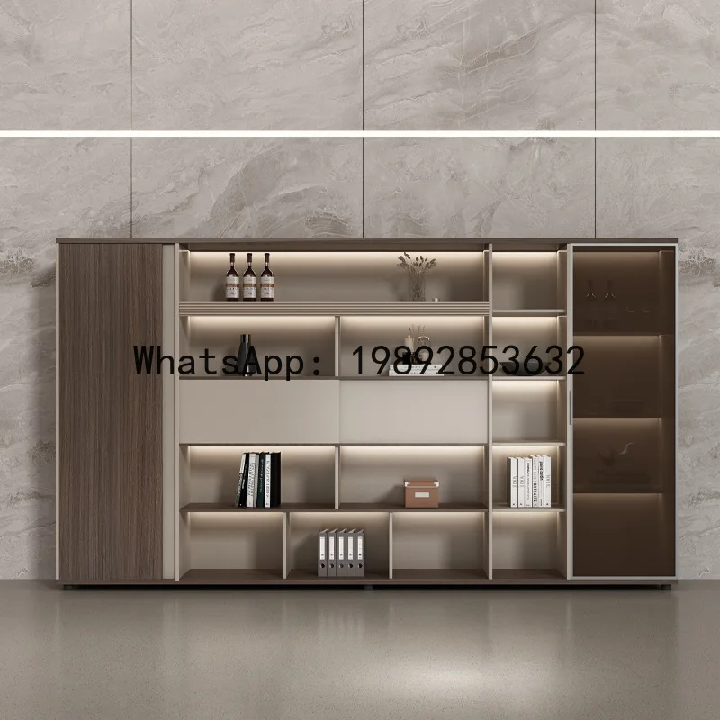 

X-21 office bookcase wooden boss background cabinet information file storage file cabinet