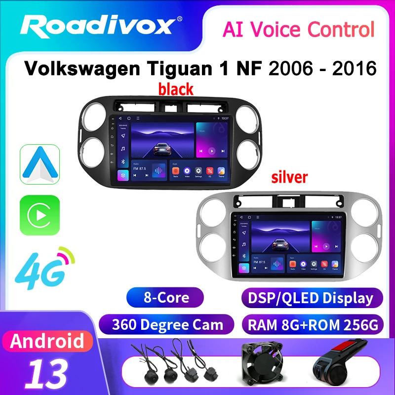 

roadivox Android car radio for Volkswagen Tiguan 1 NF 2006 2016 GPS Navigation video Multimedia Player tape recorder no dvd