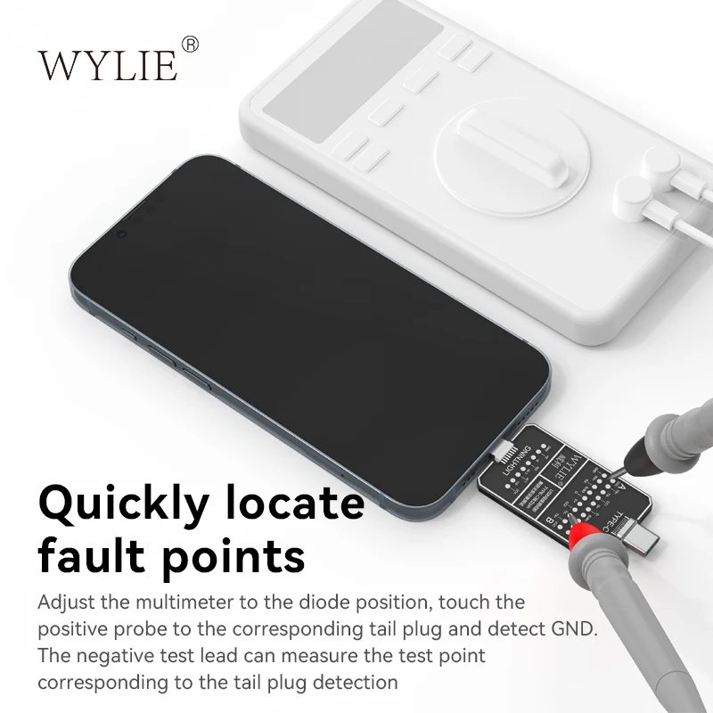 WYLIE  Mobile Phone Tail Plug Test Fast Charge Board For IPHONE Android Lightning TYPE-C No charging Fault Detection