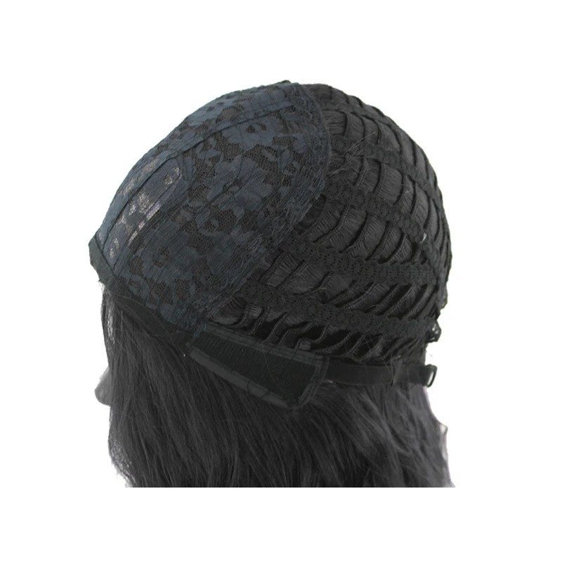 European and American style women's wig, black with golden gradient, middle-parted long curly hair, slightly wavy, African dyed