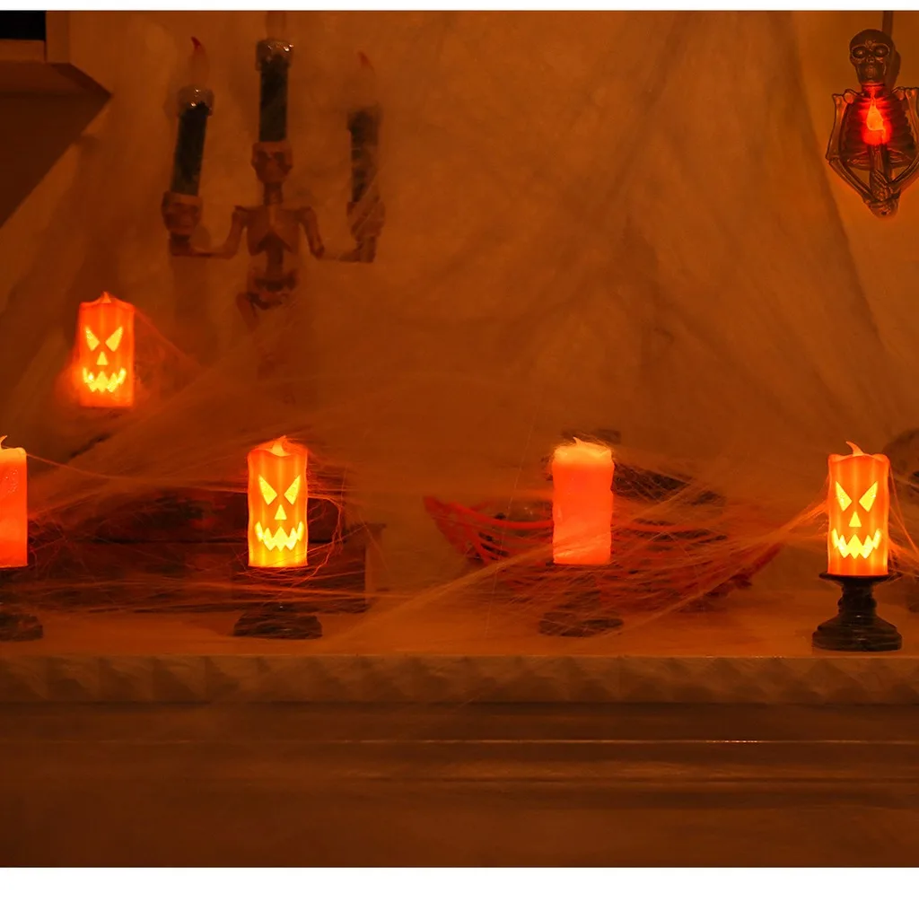 Halloween Decorative Lamp Colorful Gradient Halloween LED Candle Lamp Plastic LED Decorative Light LED For Theme Parties Store