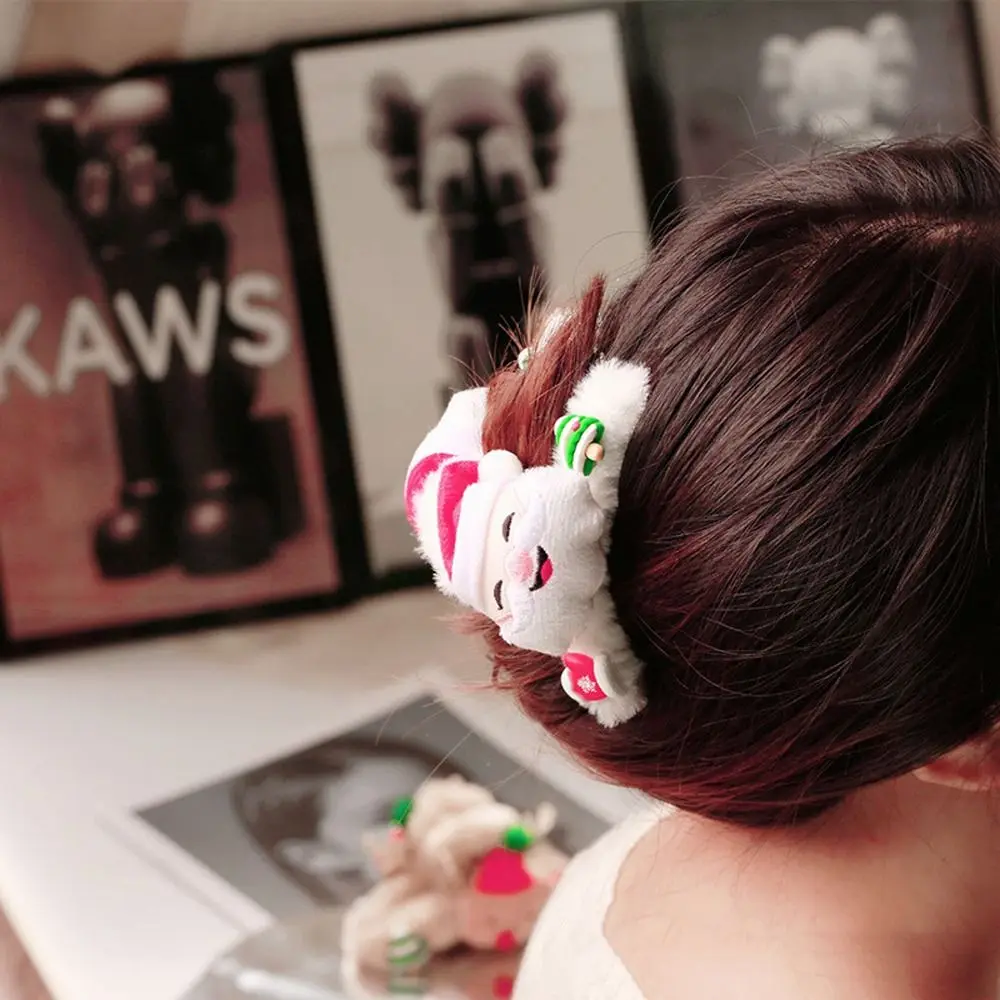 Lovely Santa Claus Hair Accessory Plush Elk Shark Clip Hair Grip Women Hairpin Korean Style Hair Clip Christmas Hair Claw