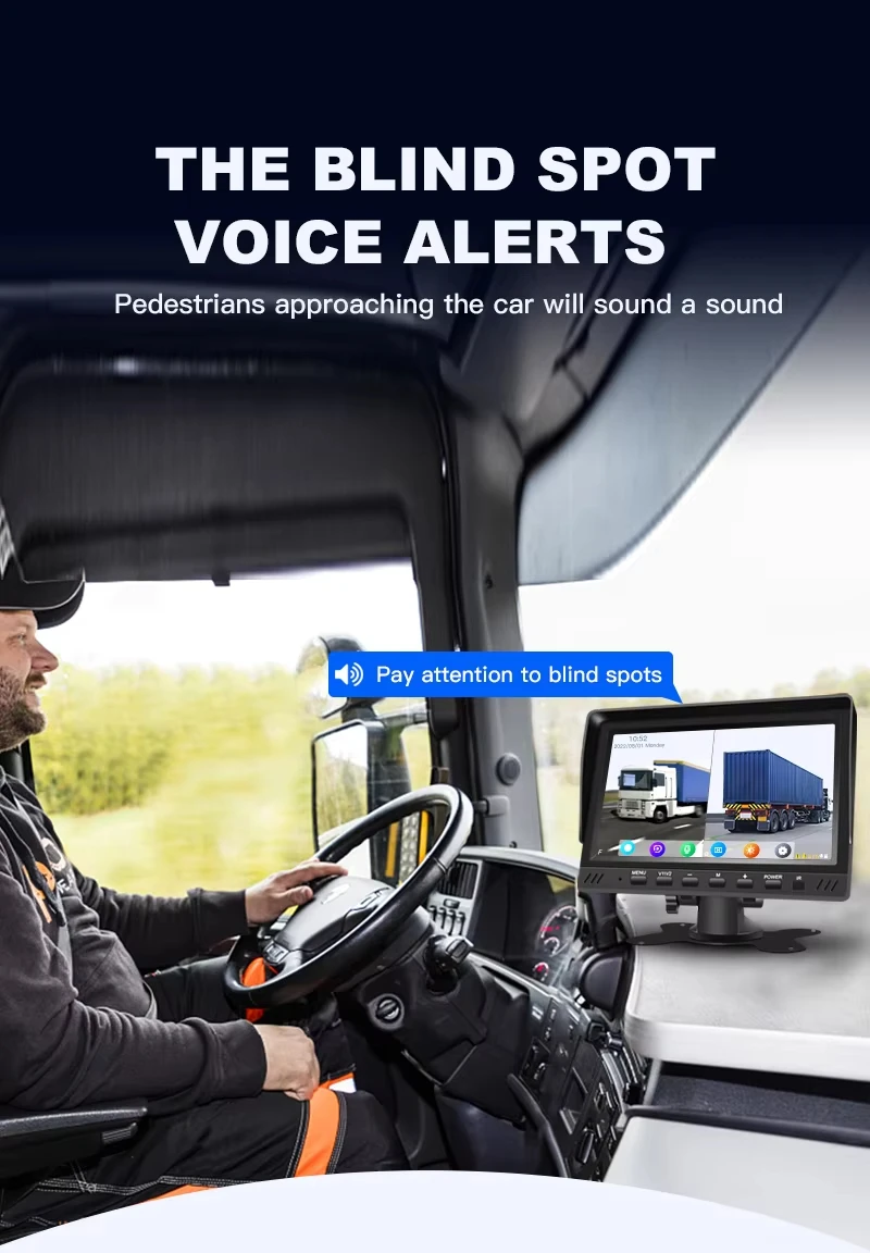 7 بوصة 2 قناة كشف البقع العمياء DVR مسجل رصد مع 2 قطعة AHD 1080P كاميرا لموقف السيارات BSD نظام إنذار لحافلة شاحنة #4