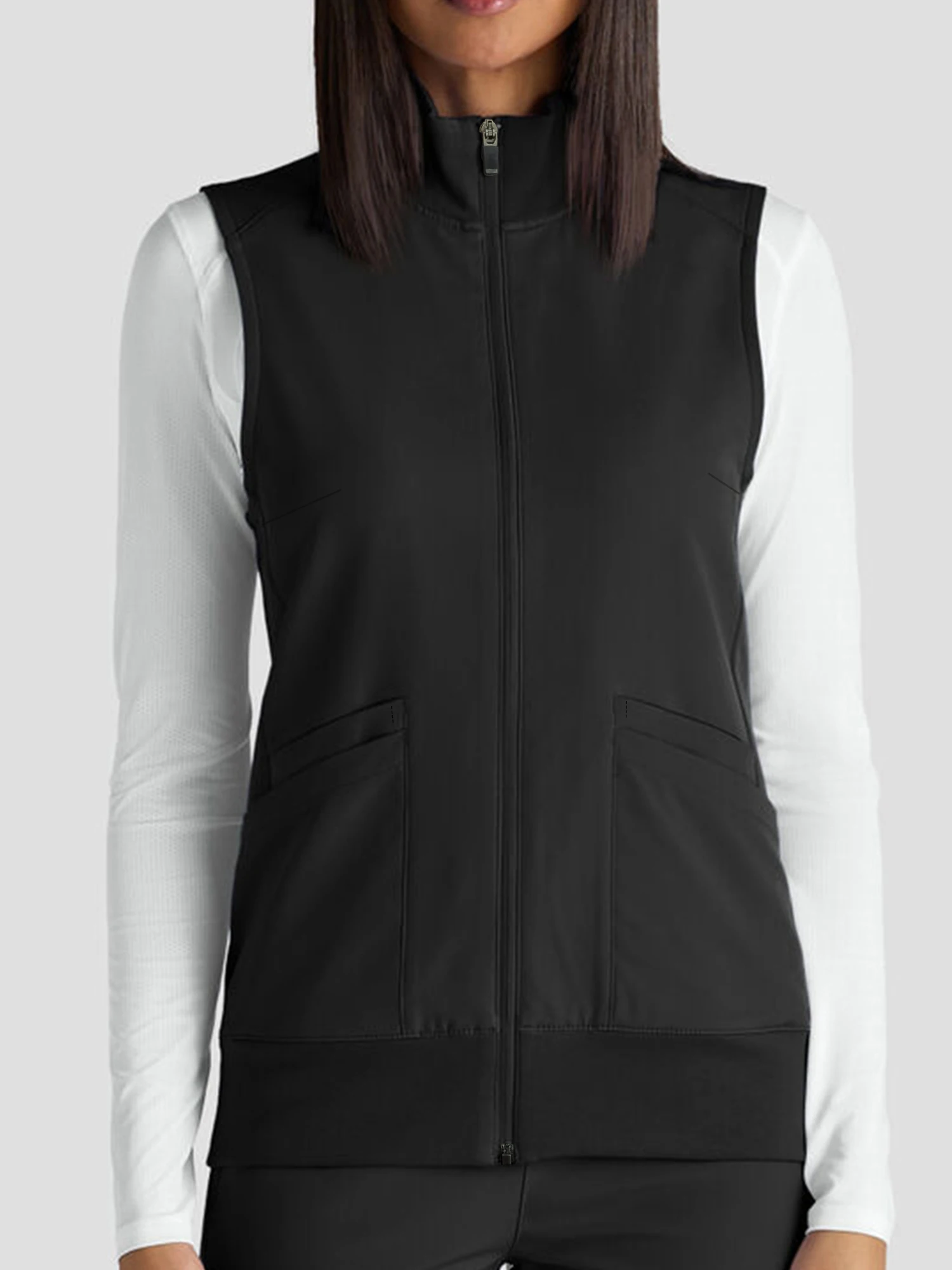 Women's Vest - 5-Pocket Zippered Non-Stretch Scrub Vest, Hospital/Clinic Workwear (Easily Matches Any Scrub Top)