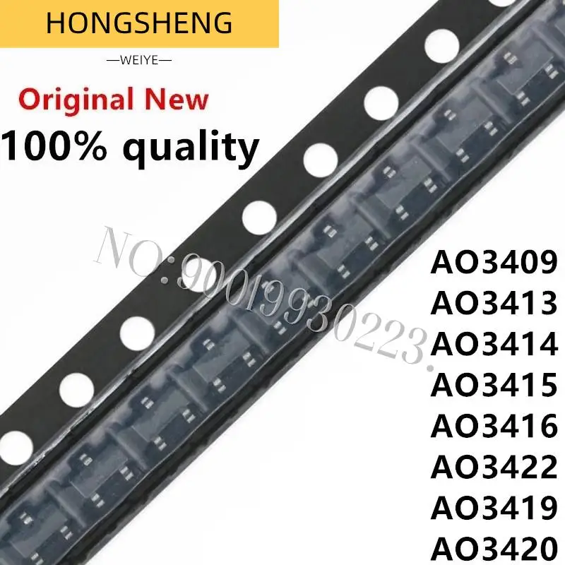 100% New 50pcs/lot AO3409 A99T AO3413 3414 A0LA 3415 3416 3422 3419 3420 SMD Mosfet Transistor SOT-23 Surface Mount