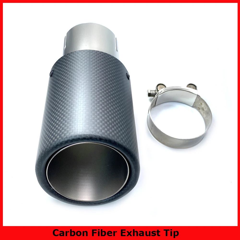 One Pcs Crimping Frosted Matte Stainless Exhaust Tip Car Universal Accessories Carbon Fiber Nozzles Muffler Pipe End Tip For AK