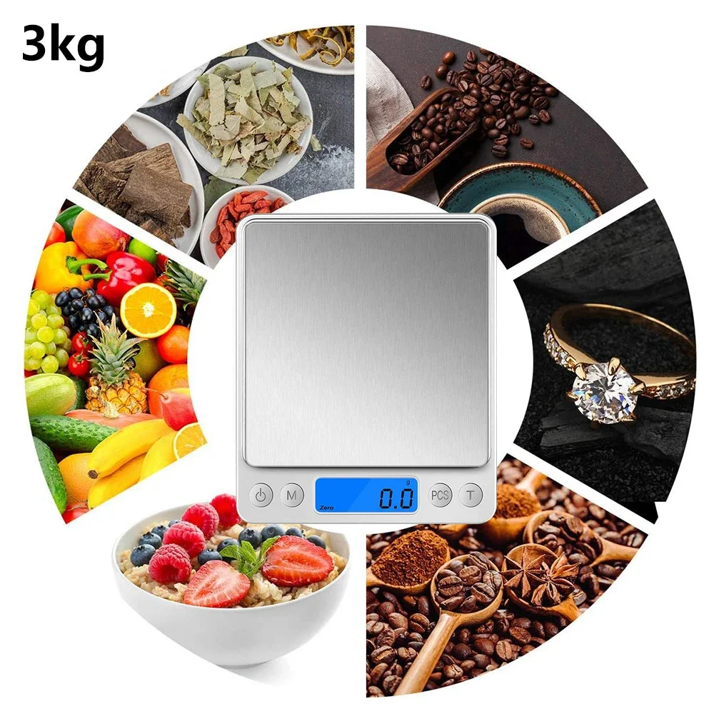 Digital Measuring Tools & Scales Kitchen Scale 3000g 0.1g Small Jewelry Food Weight Grams Ounces Gram Dining Bar Home Garden