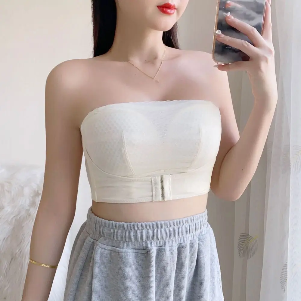 

Comfortable Seamless Front Buckle Bra Shockproof Strapless Women Underwear Lingerie Mesh Push Up Bra Beach