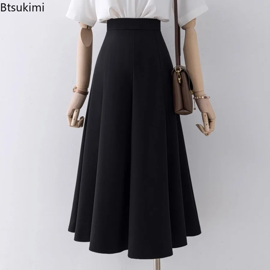 2025 Spring Summer New High Waisted A-line Suit Skirts Pleated Elegant Skirt Loose and Versatile Umbrella Skirt for Women Office