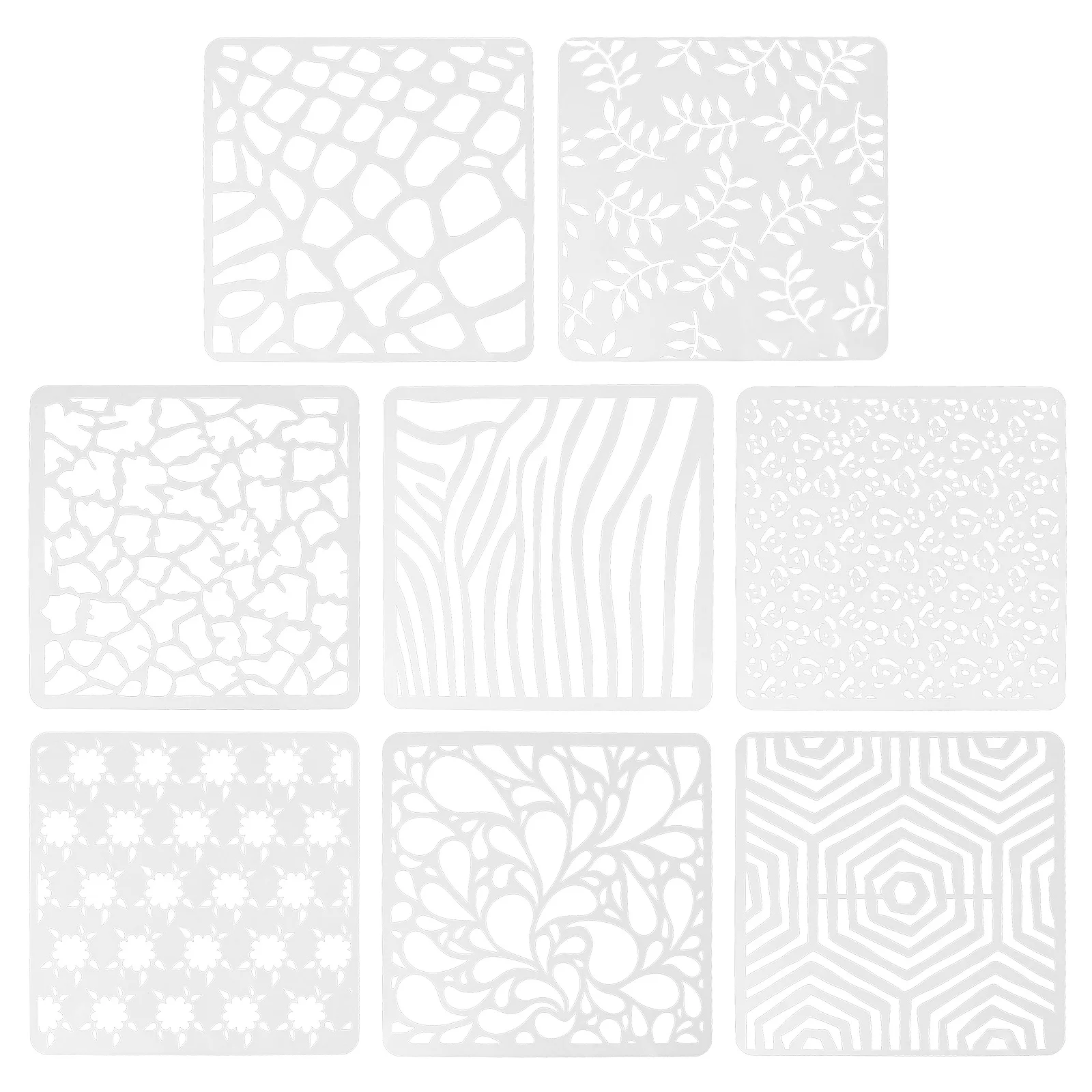 

8pcs Hollow Painting Stencils Set Diy Crafts Templates For Cake Woodmarks Wall Art Decor Reusable Pet Drawing Stencils