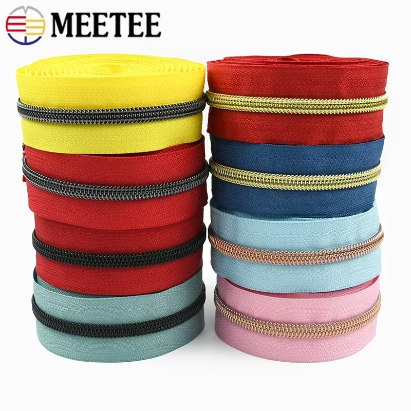 

2-10Meters 5# Nylon Zippers Tape By Meter Plastic Coil Roll Zip for Bags Purse Backpack Zipper Repair Kit DIY Sewing accessories