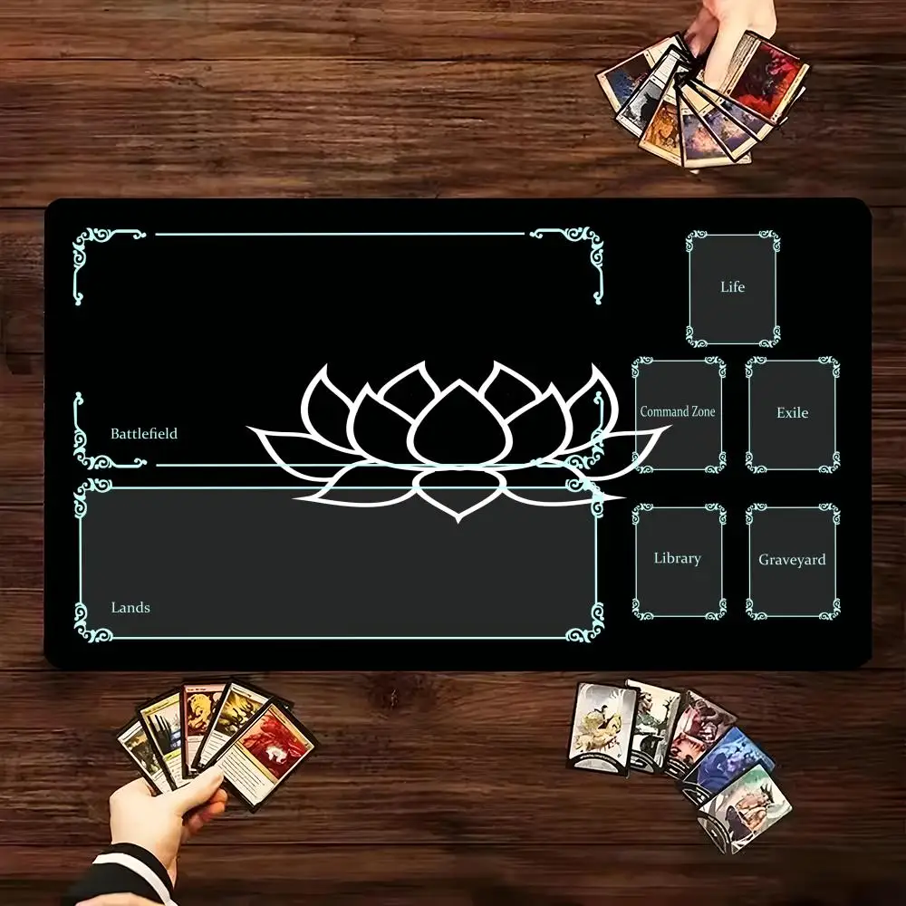 

Большой черный коврик для мыши с узором лотоса, геймерский настольный коврик, квадратный игровой офисный аксессуар, коврик для мыши, резиновый коврик для ПК, клавиатура, настольные коврики