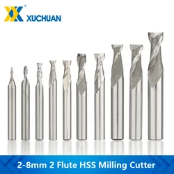 2 Flute HSS Milling Cutter 2-8mm Cutter Spiral Router Bit Straight Shank End Mill for Wood Carbide Tool CNC Machine Milling Tool