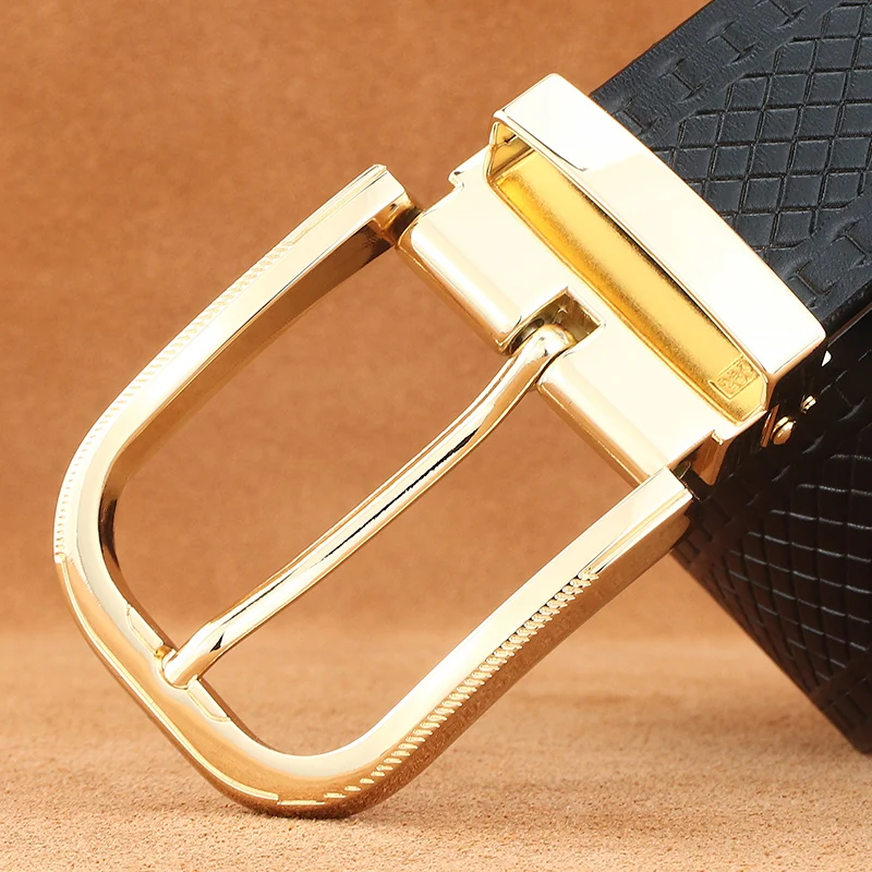 Designers famous luxury big pin buckle high quality genuine leather waist strap fancy vintage jeans cintos masculinos