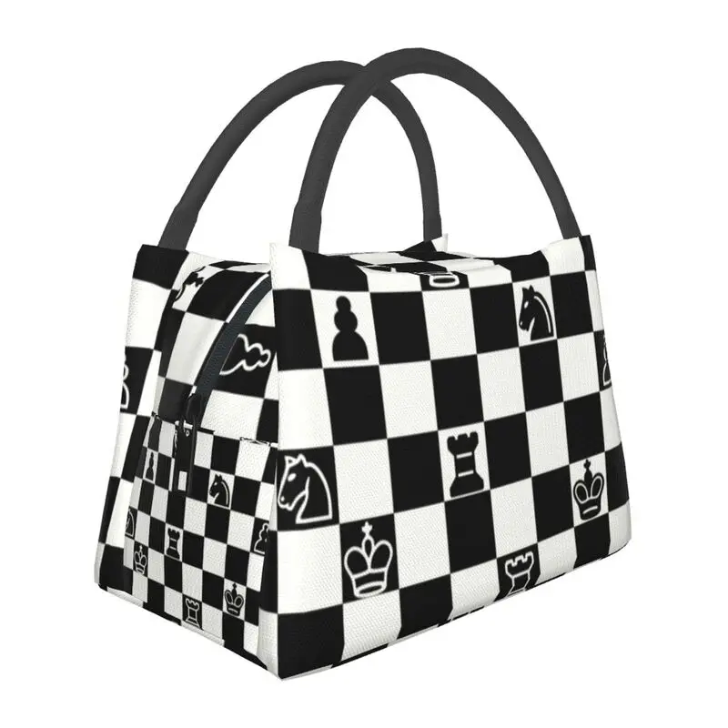 

Fashion Chess Insulated Lunch Bags for Outdoor Picnic Chessboard Game Resuable Thermal Cooler Lunch Box Women lunchbag