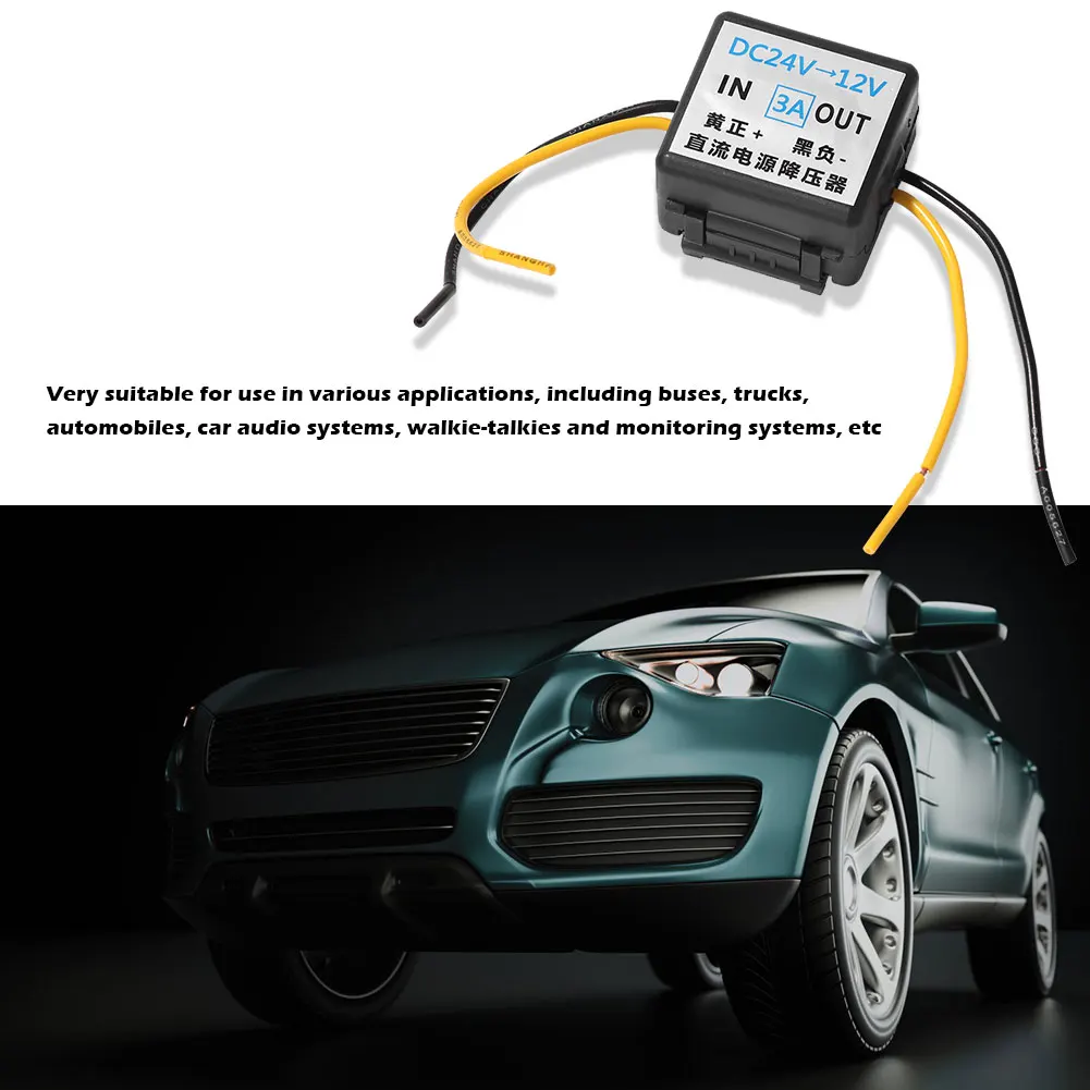 تيار مستمر 24 فولت إلى 12 فولت 3A محول طاقة السيارة تنحى العاكس الجهد المخفض محول فرق الجهد وحدة محول الجهد