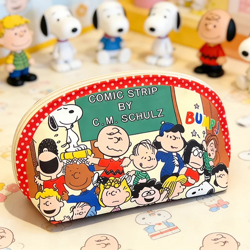 Kawaii Snoopy Pencil Case Cartoon Retro Pencil Bag Large Capacity Family Photo Comic Strip Stationery Storage Bag Gifts