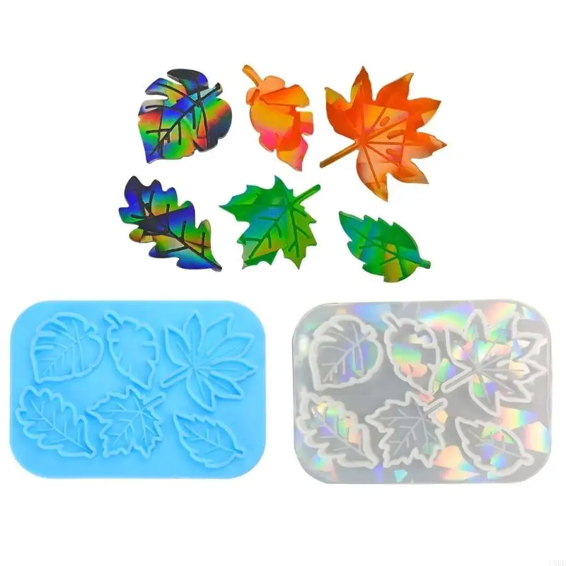 U90E Maple Leaf Hair Clips Hairpin Clear Silicone Resin Mold for Craft