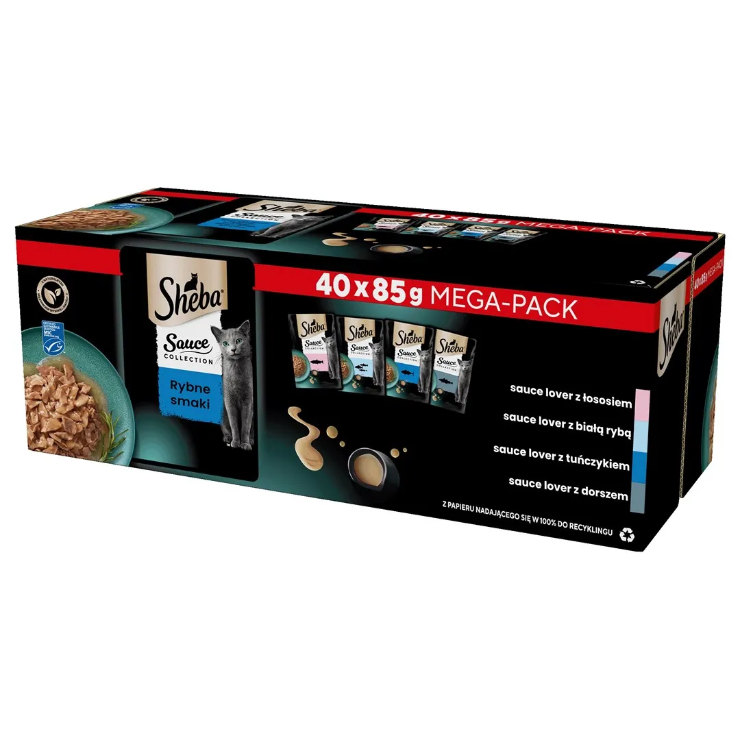 SHEBA Bolsita Salsa Frutas Finas Pescado 40x85g