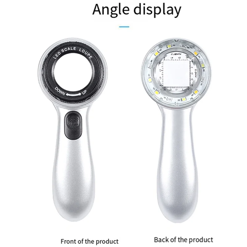 AA63 HOT Jewelry Loupe: Rechargeable 30X Magnification Handheld Glass With LED Illumination And 4 Light Modes, With Scale
