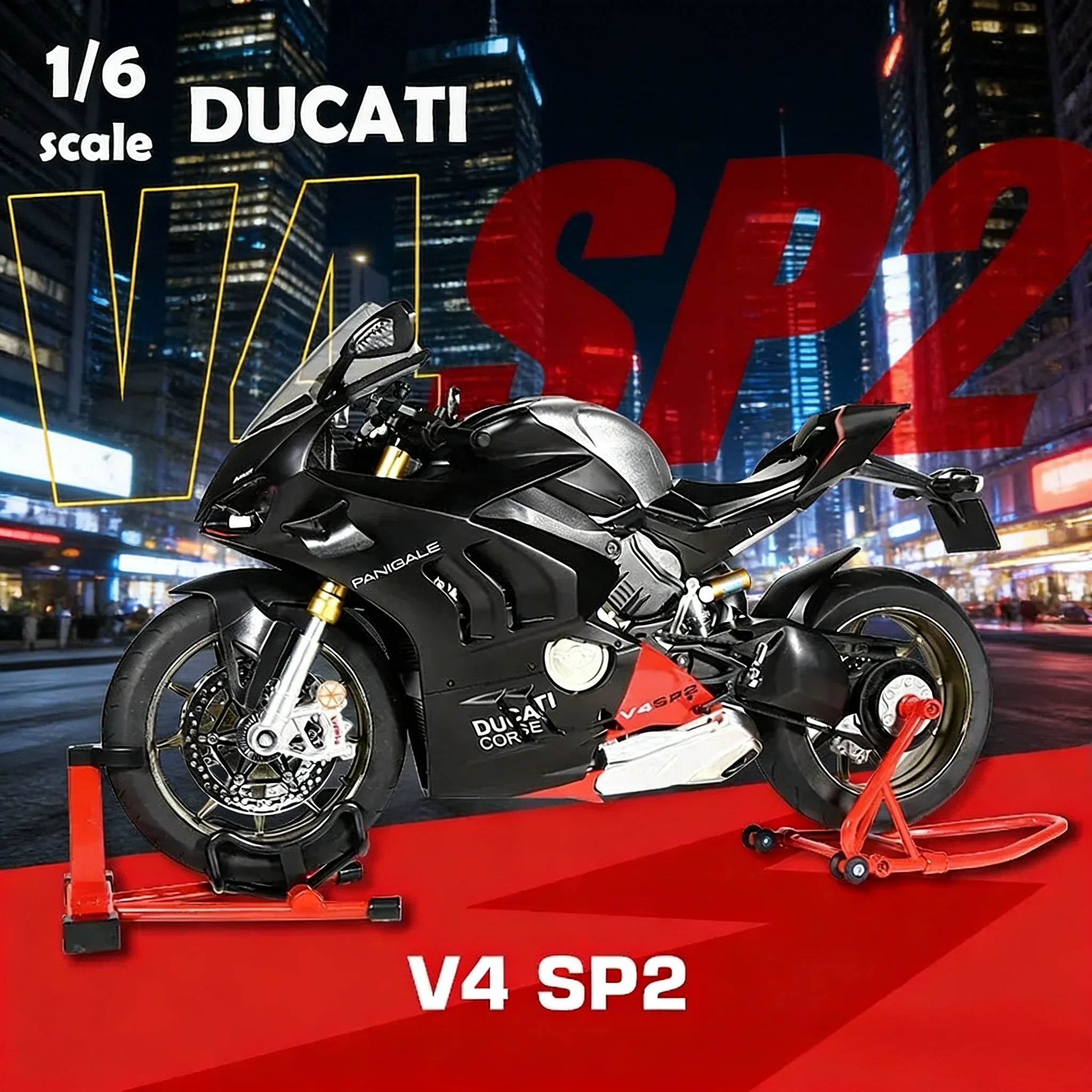 

Модель гоночного мотоцикла 1:6, литая под давлением, из сплава, игрушка-мотоцикл, подарок для парня, коллекционная миниатюра для Ducati V4S V4SP2