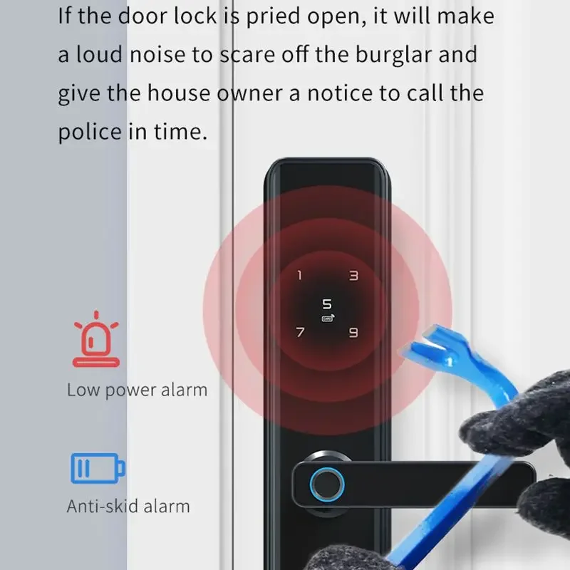 Tuya APP Smart Door Lock Fingerprint IC Cards Password Key WiFi Locks With Touchscreen Keypad Entry Smart Door Locker