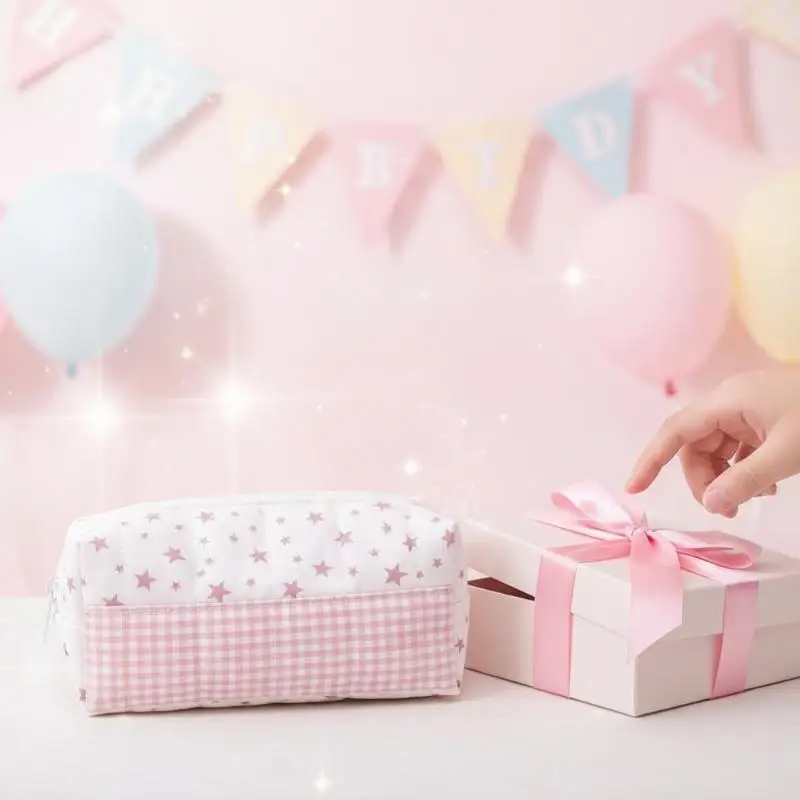 Multi-functional Striped Polka Dot Pen Bag Handheld Large Capacity Pencil Case Stationery Pouch Back To School