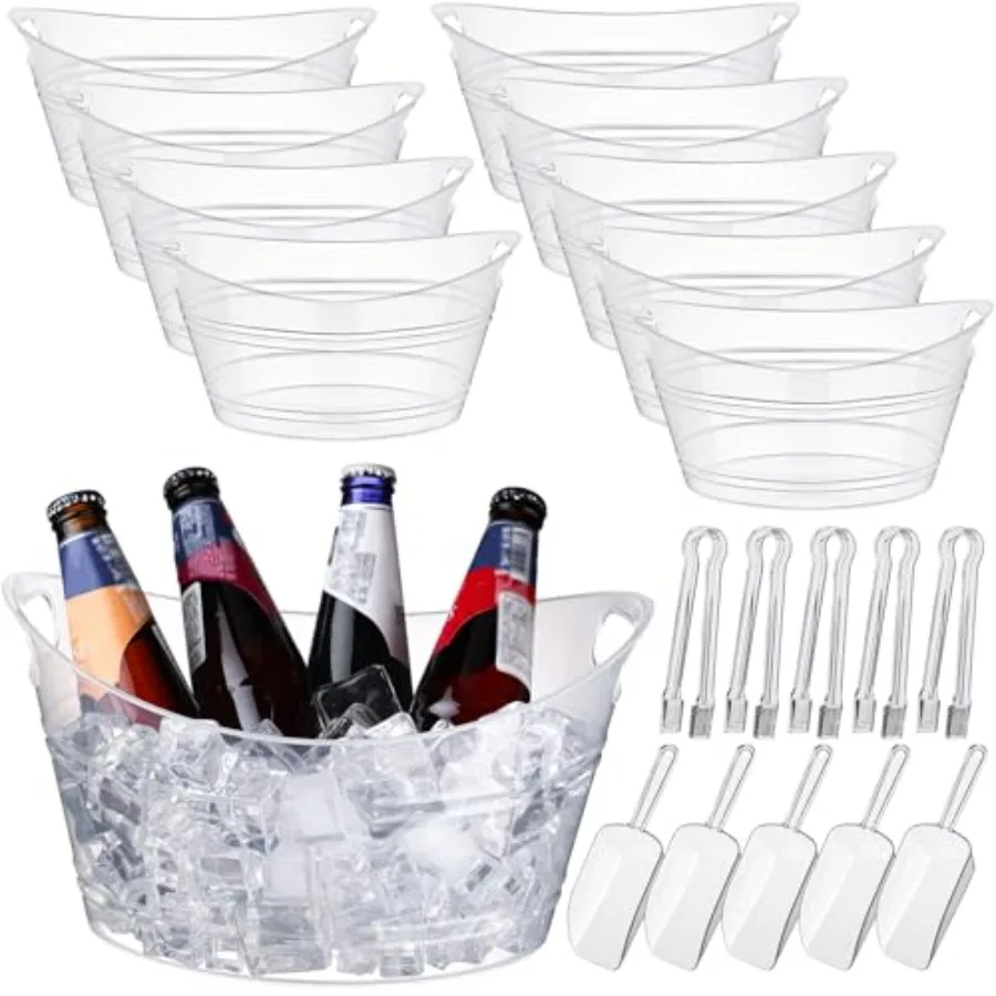 

Zhehao 0 Pcs Ice et for Parties 4.5 l Oval Beverage Tub wi 5 Plac Ice ops and 5 Tongs Champagne et for Beer Wine Coil Beverage