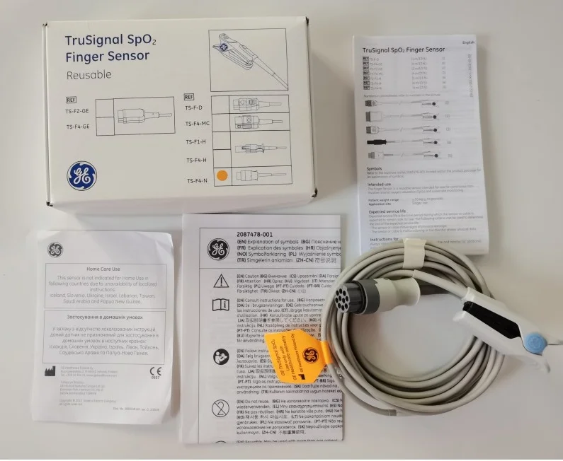 GE Original Datex-Ohmeda TruSignal Integrated SpO2 Reusbl Sensor Datex Adult/Ped SpO2 Finger Sensor Reusable REF: TS-F4-N